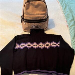 Juicy Couture Black and Purple Women's Sweater and backpack bundle